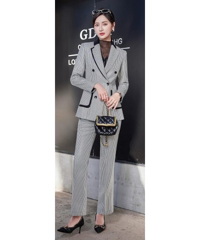 Womens Business Work Suit Set Blazer Pants for Office Lady Suit Set Slim Fit Blazer Pant White-black $26.95 Suits
