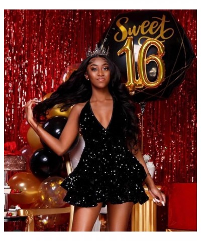 Women's Sparkly Sequin Homecoming Dresses for Teens Halter Sweet 16 Photo Shoot Short Prom Dress Mint Green $32.99 Dresses