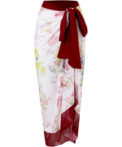 Women One Piece Swimsuit Vintage Floral Bathing Suits with Cover up Wrap Skirts Sarongs 2 Piece Monokini Beachwear Red $24.29...