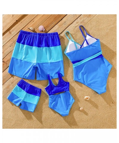 Mommy and Me Swimsuits One Piece Family Matching Swimwear Coconut Tree Printed Deep V Neck Bathing Suits Girls Blue $10.19 Sw...