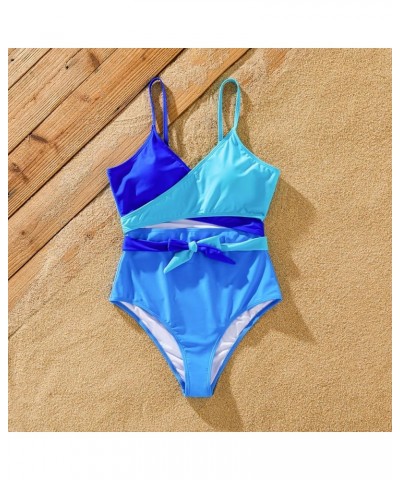 Mommy and Me Swimsuits One Piece Family Matching Swimwear Coconut Tree Printed Deep V Neck Bathing Suits Girls Blue $10.19 Sw...