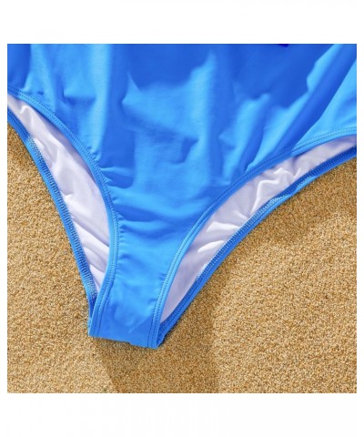 Mommy and Me Swimsuits One Piece Family Matching Swimwear Coconut Tree Printed Deep V Neck Bathing Suits Girls Blue $10.19 Sw...