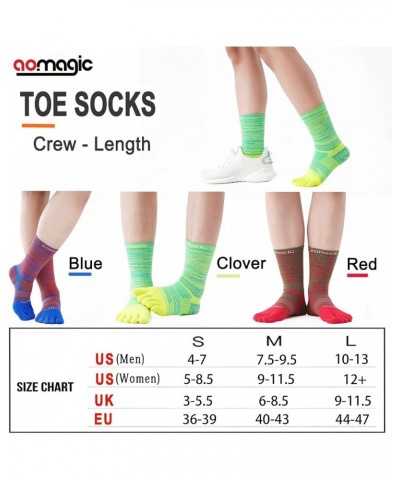Toe Socks Men Women Athletic Running Coolmax Five Finger Crew Socks Comfortable Breathable Lightweight 3 Pairs E5005 Red, Clo...