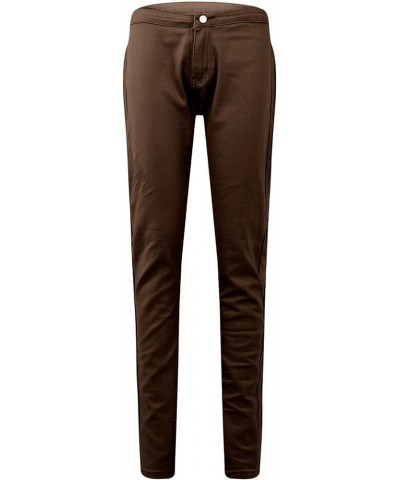 Cargo Pants Women Casual Pants Slim Fashion Five Button Jeans Pants Jeans British Style Coffee-1 $7.27 Jeans