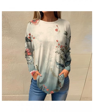 Cute Tops For Women, Vintage Printed Long Sleeve Tunics Or Tops To Wear With Leggings Trendy Basic Crew Neck Shirts 6-beige $...