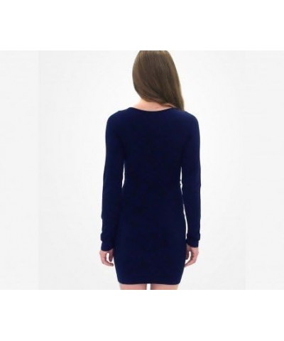 Scoop Neck Long Sleeve Thigh-Length Layering Top Ink Blue (Navy) $25.18 T-Shirts