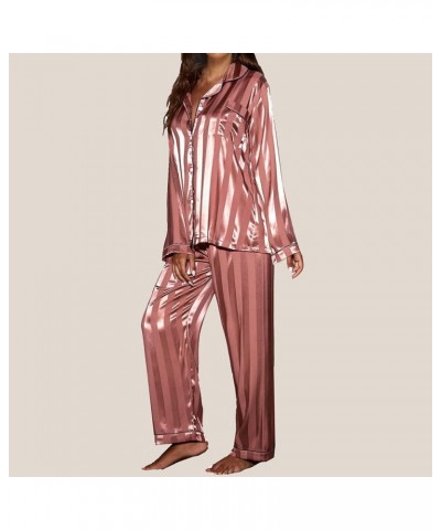 Silk Pajamas for Women Plus Size Womens Pajama Sets Cotton Shorts Silk Lace Pajamas Lounge Set A-hot Pink $16.68 Sleep & Lounge