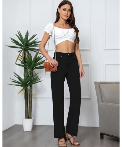 Womens Jeans High Waisted Straight Leg Loose Stretchy Lightweight Tummy Control Trendy Boyfriend Jeans for Women Black $29.99...