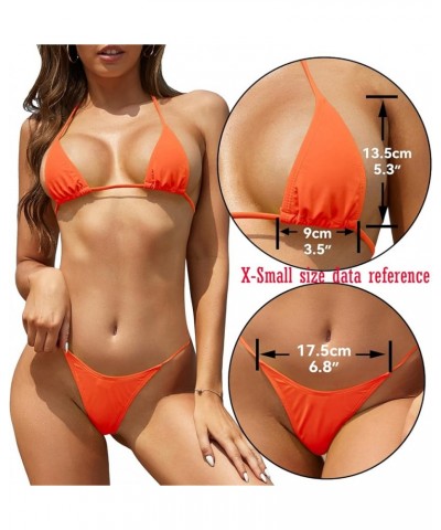 Women's Halter Brazilian Micro Bikini Thong Bathing Suit Two Piece Swimsuit Neon Orange $15.15 Swimsuits