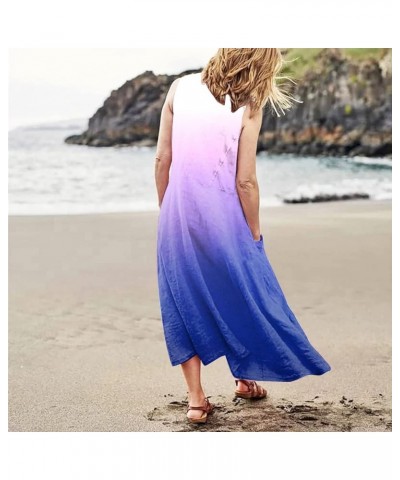 Womens Summer Dresses 2024 Casual Floral Print Boho Beach Sundress O Neck Sleeveless Loose Maxi Dress with Pockets 16-light P...