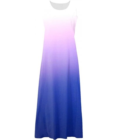 Womens Summer Dresses 2024 Casual Floral Print Boho Beach Sundress O Neck Sleeveless Loose Maxi Dress with Pockets 16-light P...