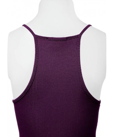 Women's Scoop V-Neck Racerback Sleeveless Tank Top Ribbed Cotton Halter Bodysuit 408-grape-1 $8.63 Lingerie