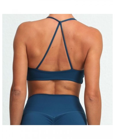 Sports Bras for Women Twist Criss-Cross Back Padded Workout Tank Tops Low Impact Gym Yoga Bra 1 Navy Blue $11.00 Lingerie