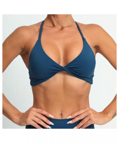 Sports Bras for Women Twist Criss-Cross Back Padded Workout Tank Tops Low Impact Gym Yoga Bra 1 Navy Blue $11.00 Lingerie