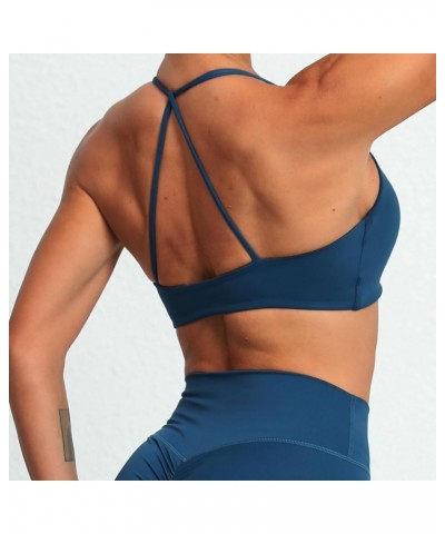 Sports Bras for Women Twist Criss-Cross Back Padded Workout Tank Tops Low Impact Gym Yoga Bra 1 Navy Blue $11.00 Lingerie