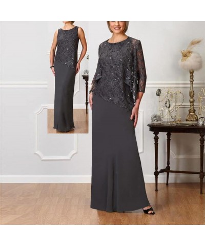 Mother of The Bride Dresses Long Evening Formal Dress Lace Wedding Guest Dresses Jacket Black $36.75 Dresses