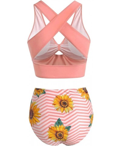 Women 2pack Fashion Sexy Split High Waist Hollow Lace Bikini Swimsuit Two Pieces Tankini Swim for Women Plus 1-pink $13.82 Sw...