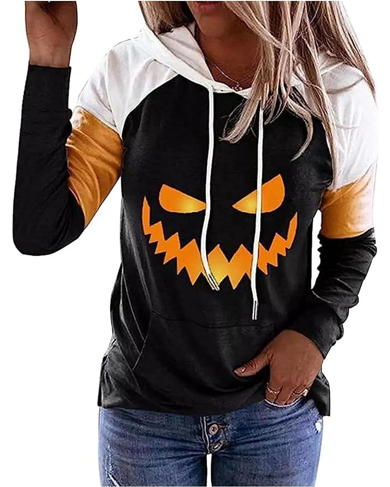 Women's Halloween Shirts Skull Silhouette Graphic Hoodie T Shirts Casual Loose Long Sleeve Pullover T Shirt Black-06 $12.59 H...
