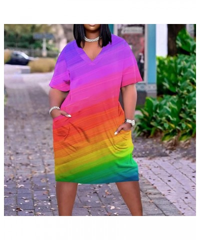 Plus Size Ethnic Style Dress for Women Casual Short Sleeve V Neck African Ethnic Style Summer Dresses with Pockets 03-purple ...
