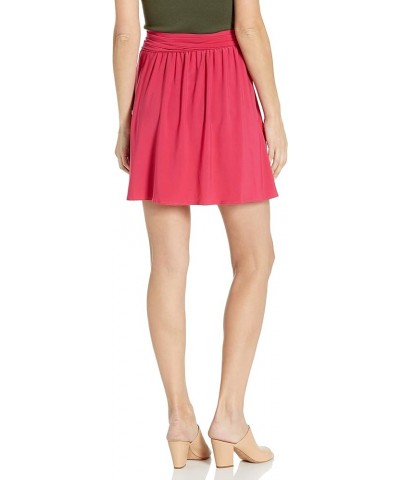 Women's Knee-Length Full Skater Skirt with Self-tie Bow Belt Fuchsia $7.37 Skirts