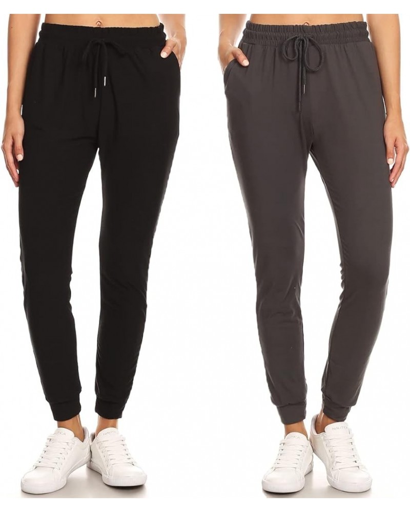 Women's Soft Fleece Jogger Pants Drawstring Pockets Premium Warm Track Sweatpants Black Charcoal $13.10 Activewear