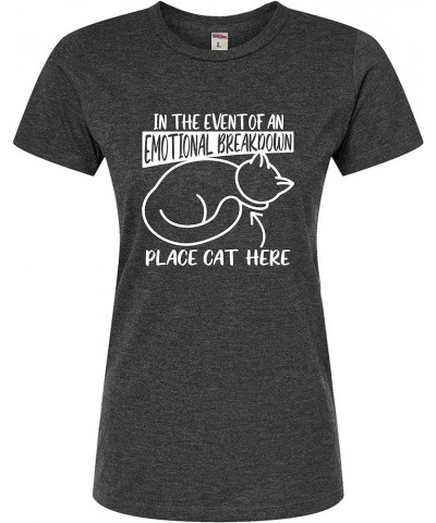 in The Event of an Emotional Breakdown Place Cat Here Mens Women Deluxe Soft T-Shirt Women Charcoal $13.25 T-Shirts