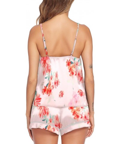 Satin Pajamas Women's Soft Sleepwear Lingerie Silk Cami Shorts Set Nightwear S-XXL Pattern3 $12.18 Sleep & Lounge