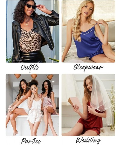 Satin Pajamas Women's Soft Sleepwear Lingerie Silk Cami Shorts Set Nightwear S-XXL Pattern3 $12.18 Sleep & Lounge