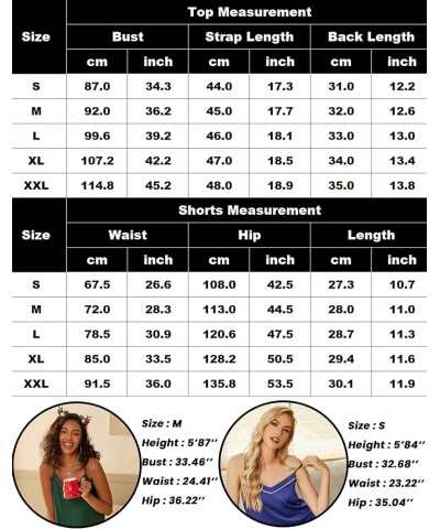 Satin Pajamas Women's Soft Sleepwear Lingerie Silk Cami Shorts Set Nightwear S-XXL Pattern3 $12.18 Sleep & Lounge