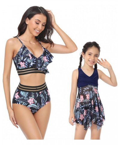 Matching Family Swimsuit Set Mommy and Me High Waisted Bikini Bathing Suit Two Piece V Neck Girls Swimsuit Girl 3 $9.50 Swims...