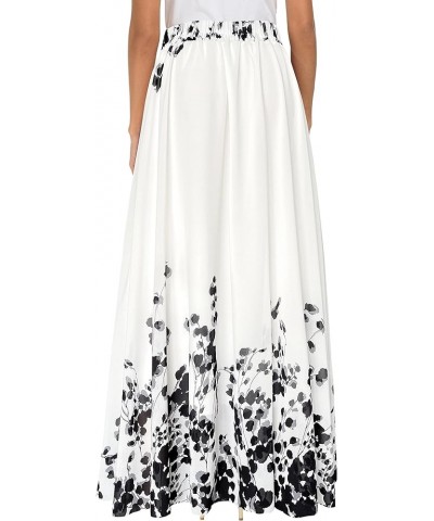 Women Floral Long Skirts Chiffon Summer Beach High Waisted Maxi Skirts Black White $19.11 Skirts