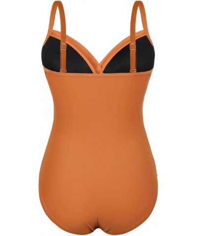 Women's Ruched Underwire One Piece Swimsuit Front Twist Swimwear Tummy Control Bathing Suit Monokini Apricot Orange $22.50 Sw...