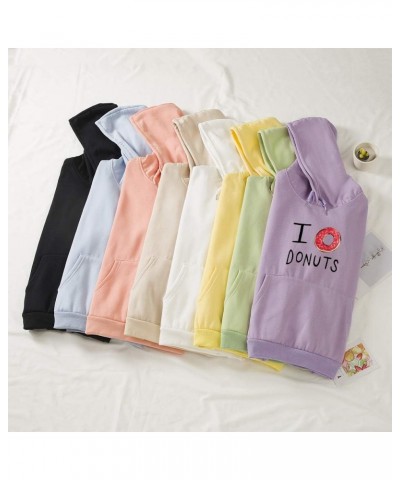 Women Sweatshirt Donuts Letter Graphic Drawstring Pocket Casual Cotton Hoodie Purple $15.61 Hoodies & Sweatshirts