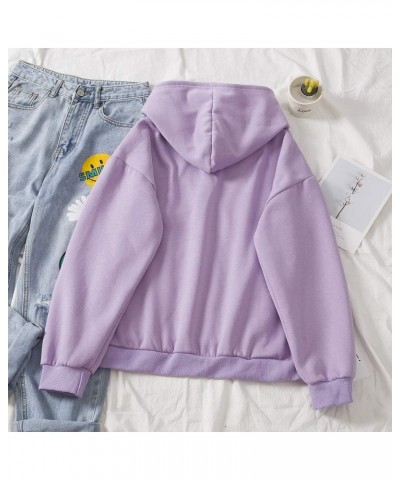 Women Sweatshirt Donuts Letter Graphic Drawstring Pocket Casual Cotton Hoodie Purple $15.61 Hoodies & Sweatshirts