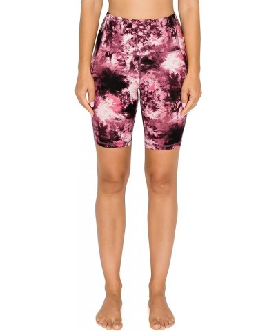 Women's 10"/ 8"/ 5"/ 2" High Waist Active Running Shorts, Womens Biker Shorts 8"-w/ pockets Firebrick Tie Dye $8.66 Shorts