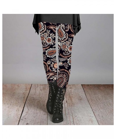 Leggings for Women Vintage Print High Waisted Womens Legging Seamless Running Workout Yoga Pants Tummy Control G-coffee-f $11...