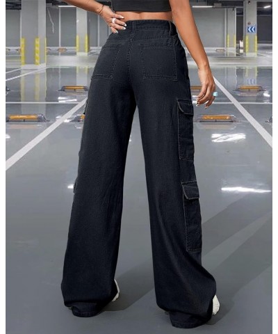Women's High Waist Cargo Jeans Flap Pocket Baggy Cargo Pants Y2K Wide Leg Denim Jeans Y2K Streetwear Pants. Black12 $21.39 Jeans