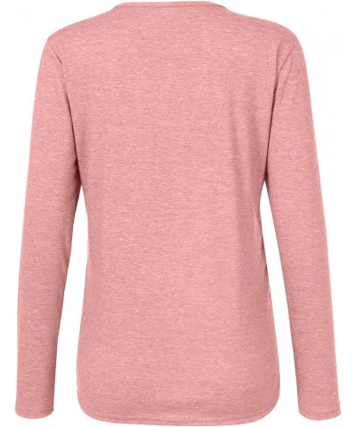 Trendy Tops for Women,Spring Fashion Button Trim Zipper Tops Shirts Casual Long Sleeve V-Neck Blouse Tees Tunic B-pink $9.89 ...