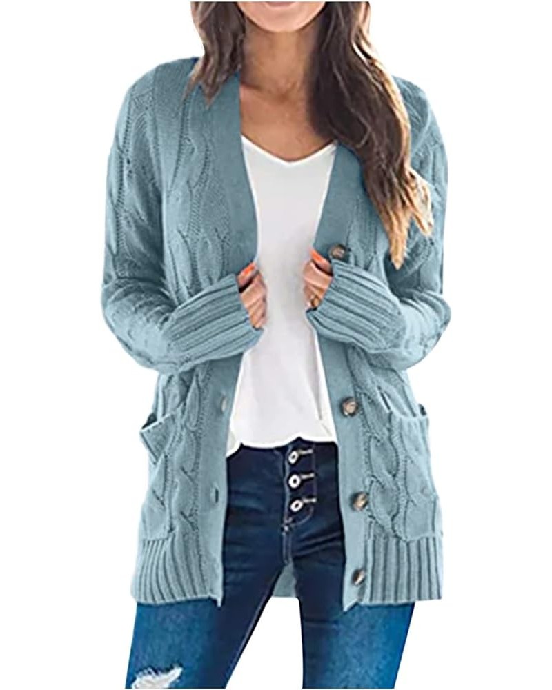 Cardigan Sweaters for Women Open Front Button Down Cardigan Cable Knit Tops Outwear Fall Trendy Casual Long Sleeve Coat Light...