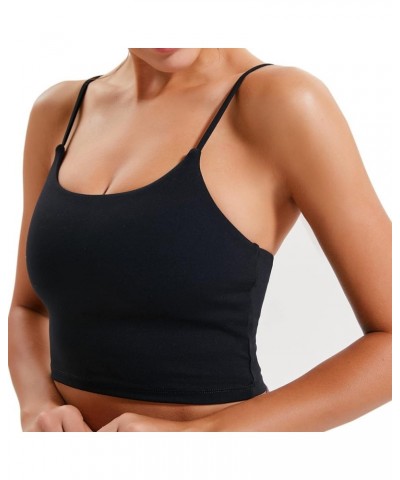 Sports Bras for Women Longline Padded Crop Tops Running Fitness Yoga Workout Tank Top with Built in Bra Cami Bra Tops Black $...