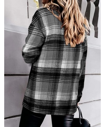 Womens Flannel Shacket Boyfriends Corduroy Button Down Plaid Shirts Fall Clothing Tops S-3XL Ab-gradual Black $11.79 Blouses