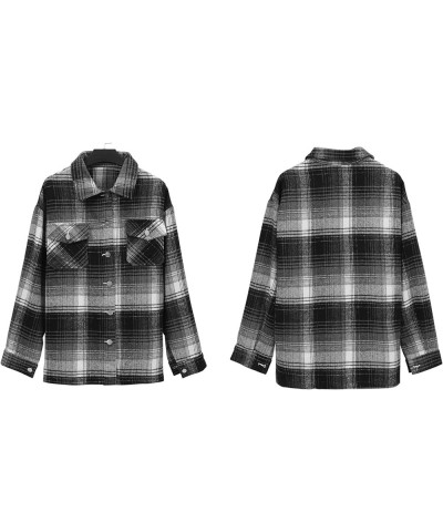 Womens Flannel Shacket Boyfriends Corduroy Button Down Plaid Shirts Fall Clothing Tops S-3XL Ab-gradual Black $11.79 Blouses