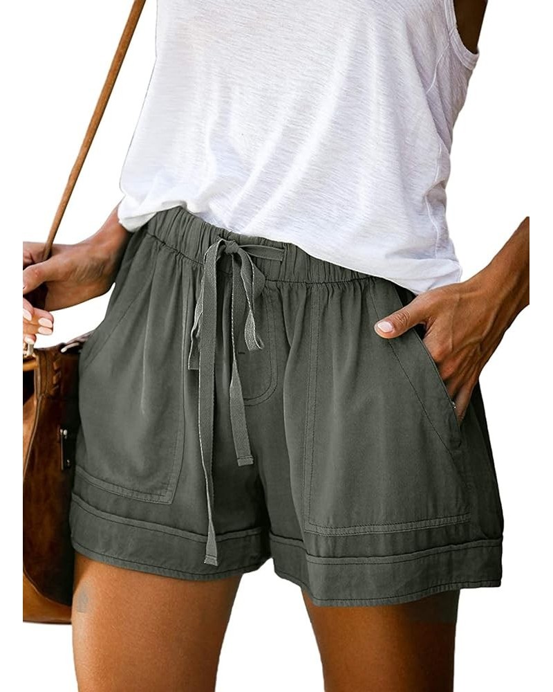 Women Comfy Drawstring Casual Elastic Waist Pocketed Shorts,S-3XL B-green $15.38 Activewear