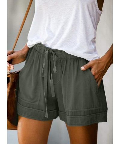 Women Comfy Drawstring Casual Elastic Waist Pocketed Shorts,S-3XL B-green $15.38 Activewear