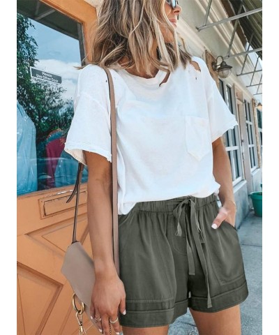 Women Comfy Drawstring Casual Elastic Waist Pocketed Shorts,S-3XL B-green $15.38 Activewear