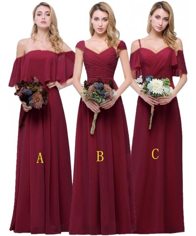 Chiffon Bridesmaid Dresses Long for Women Girls to Wedding Party Gown Burgundy B $33.00 Dresses