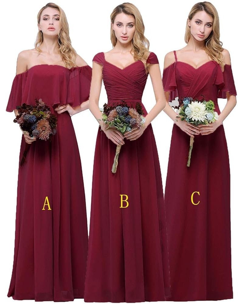Chiffon Bridesmaid Dresses Long for Women Girls to Wedding Party Gown Burgundy B $33.00 Dresses