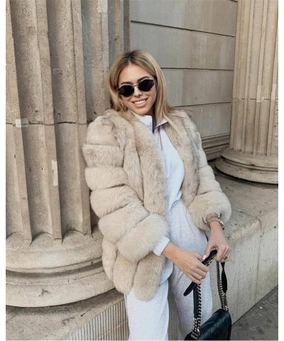 Women's Collar Warm Coat Winter Thickened Long Sleeve Faux Fur Coat XL-bust 100cm Burgundy $64.07 Coats