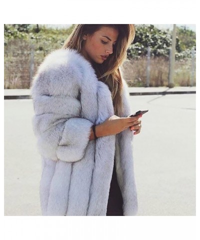 Women's Collar Warm Coat Winter Thickened Long Sleeve Faux Fur Coat XL-bust 100cm Burgundy $64.07 Coats