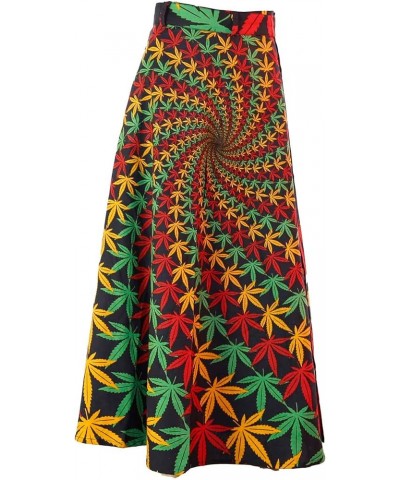 Hippie Wrap Skirt with Hidden Zippered Waist Pocket - Over 40 Designs Rasta Leaf $26.59 Skirts